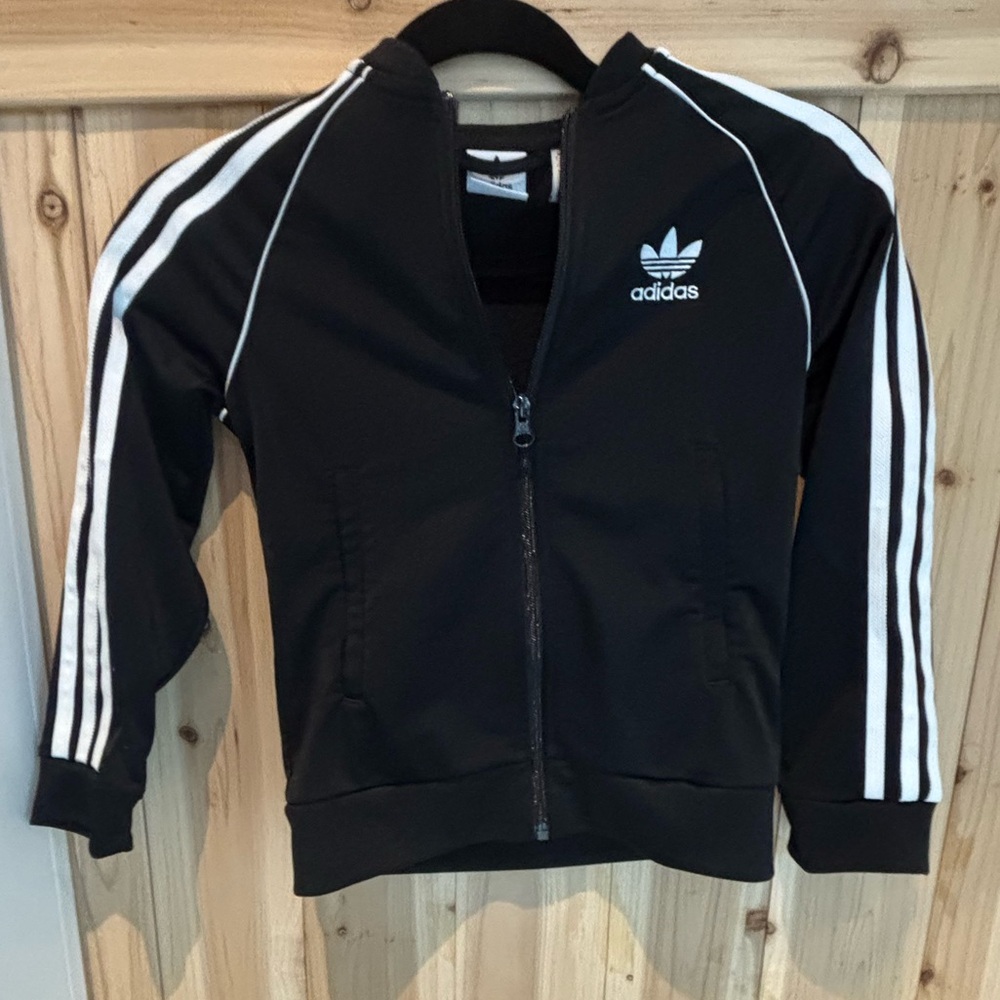 Adidas Kids Black Zip Up Track Jacket